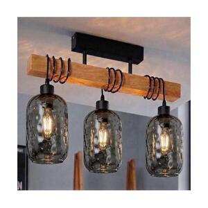 Brilagi - Felületre szerelt csillár WOOD GLASS 3xE27/60W/230V fenyő/fekete/füstszürke EG44074+3xNSTK7501 kép