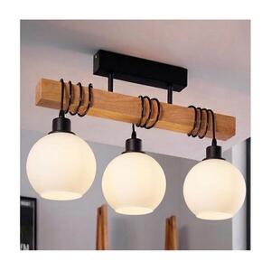 Brilagi - Felületre szerelhető csillár WOOD GLASS 3xE27/60W/230V fenyő/fekete/fehér EG44074+3xNSTK7432 kép