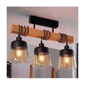 Brilagi - Ráépített csillár WOOD GLASS 3xE27/60W/230V fenyő/fekete/füstbarna EG44074+3xNSTK7325 kép