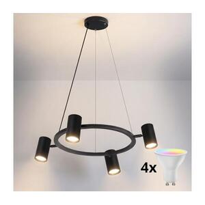 Brilagi - LED RGBW dimmelhető, kábelen függesztett csillár SELE 4xGU10/6, 5W/230V fekete BG5276+4xAI0589 kép