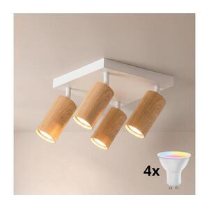 Brilagi - LED RGBW Dimmelhető spotlámpa SELE SQUARE 4xGU10/6, 5W/230V fehér/tölgy BG5266+4xAI0589 kép