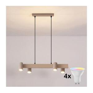 Brilagi - LED RGBW Fényerőszabályozható kábellel függesztett lámpa SELE 4xGU10/6, 5W/230V bézs BG5270+4xAI0589 kép