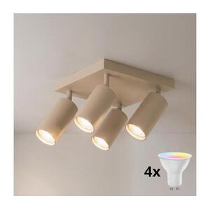 Brilagi - LED RGBW dimmelhető spotlámpa SELE SQUARE 4xGU10/6, 5W/230V bézs BG5267+4xAI0589 kép