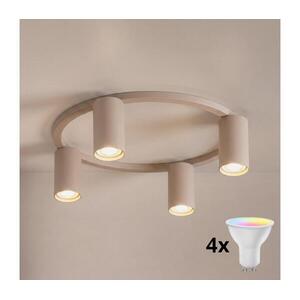 Brilagi - LED RGBW, fényerőszabályozható mennyezeti lámpatest SELE 4xGU10/6, 5W/230V bézs BG5284+4xAI0589 kép