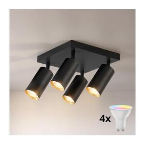 Brilagi - LED RGBW dimmelhető spotlámpa SELE SQUARE 4xGU10/6, 5W/230V fekete/arany BG5264+4xAI0589 kép