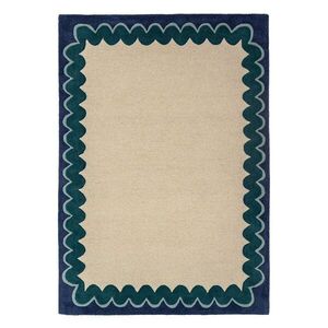 Natúr színű-kékeszöld kézi szövésű gyapjú szőnyeg 200x290 cm Wiggle Wool – Flair Rugs kép