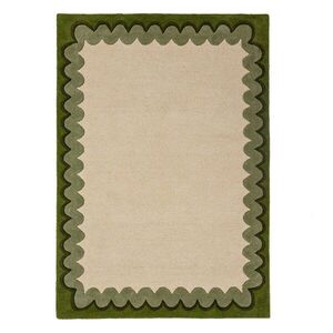 Zöld-natúr színű kézi szövésű gyapjú szőnyeg 200x290 cm Wiggle Wool – Flair Rugs kép
