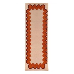Narancssárga-natúr színű kézi szövésű gyapjú futószőnyeg 80x230 cm Wiggle Wool – Flair Rugs kép