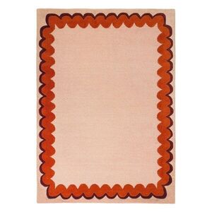 Narancssárga-natúr színű kézi szövésű gyapjú szőnyeg 200x290 cm Wiggle Wool – Flair Rugs kép