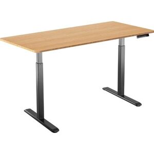 AlzaErgo Table ET2, fekete + asztallap, 140×80 cm, bambusz, lekerekített kép