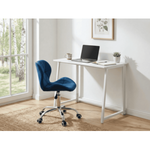 ZARIMO dolgozói szett: asztal 80x40 cm, fehér + AVOLA VELVET szék, kék kép