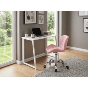 Irodai szett ZARIMO asztal 80x40 cm, fehér + AVOLA szék, rózsaszín műbőr kép