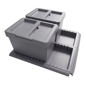 Szürke műanyag szelektív-beépíthető szemetes 2x12 l Metropolis Flip-up – Elletipi kép