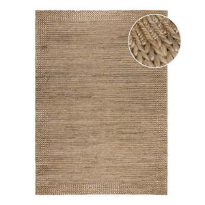 Natúr színű kézi szövésű kenaf szőnyeg 120x170 cm Drew Border – Flair Rugs kép