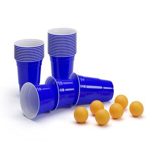 BeerCup Williams, kék beer pong party poharak, amerikai egyetemek stílusában, 473 ml, labdácskák és szabályzat kép