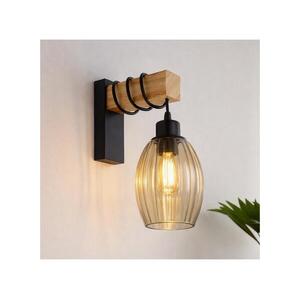 Brilagi - Fali lámpatest WOOD GLASS 1xE27/60W/230V fenyő/fekete/füstös bézs EG44078+NSTK7499 kép