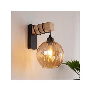 Brilagi - Fali lámpatest WOOD GLASS 1xE27/60W/230V fenyő/fekete/füstbarna EG44078+NSTK7482 kép