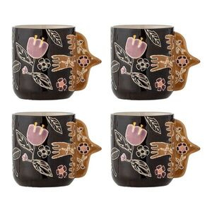 Sötétbarna kőedény csésze szett 4 db-os lattéhoz 325 ml Vivielle – Bloomingville kép
