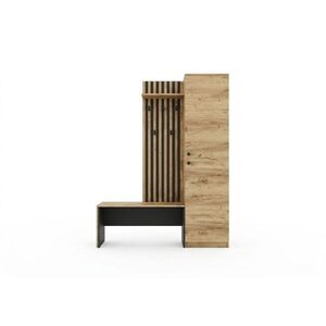Előszoba bútor, 150 cm, arany tölgy - fekete - OPALE - Butopêa kép
