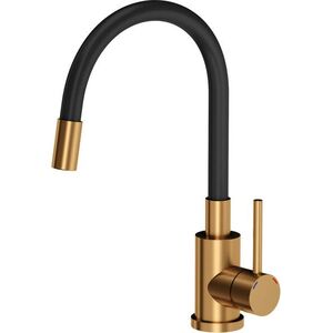 MUSA 831025 Maggie mosogató/mosdó csaptelep, álló, fekete flexibilis kifolyócső, bronz kép