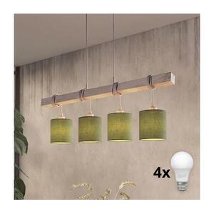 Brilagi - LED kábeles csillár NUBILA 4xE27/60W/230V szürke/zöld 1xEG49927A+4xBG1576 kép