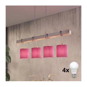 Brilagi - LED kábelen függesztett csillár NUBILA 4xE27/60W/230V szürke/rózsaszín 1xEG49927A+4xBG1577 kép