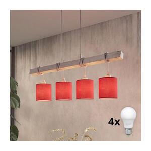 Brilagi - LED csillár kábelen NUBILA 4xE27/60W/230V szürke/piros 1xEG49927A+4xBG1578 kép