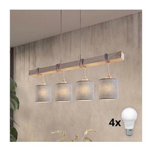 Brilagi - NUBILA LED csillár zsinóron 4xE27/60W/230V szürke 1xEG49927A+4xBG1582 kép