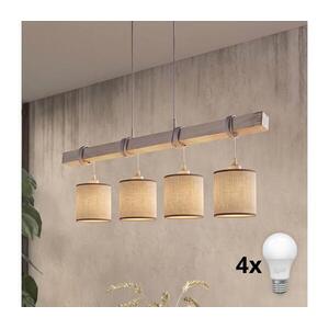 Brilagi - LED csillár zsinóron NUBILA 4xE27/60W/230V szürke/barna 1xEG49927A+4xBG1583 kép