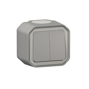 Legrand - Kettős lépcsőházi kapcsoló sz. 6+6 PLEXO IP55 szürke 069715L kép