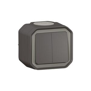 Legrand - Dupla lépcsőházi kapcsoló 6+6 PLEXO IP55 antracit 069775L kép