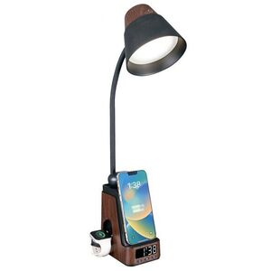 Immax IDEAL LED lámpa Qi töltéssel, CCT, sötét fa/fekete kép