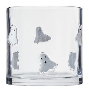 HALLOWEEN üveg gyertyartó 15 cm , szellem kép