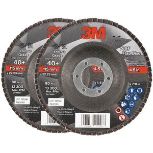 3M 769F lamellás tárcsa, átmérő 115 mm, szemcseméret 40+, 2 db kép