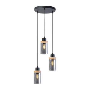 Kábelre függesztett csillár WOODNEST 3xE27/15W/230V fenyő/füstös fekete W-KD 1015/3 BK+SM kép