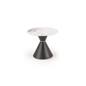 Kerek dohányzóasztal 60 cm, márvány mintás, fekete fém lábbal - CONE - Butopêa kép