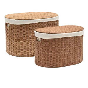 Rattan tárolókosár szett 2 db-os 50x36x32 cm Indali – Kave Home kép