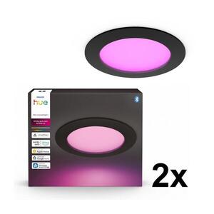 Philips - 2 darabos szett RGBW LED, dimmelhető fürdőszobai álmennyezeti lámpa Hue SLIM LED/12W/230V IP44 2xP7621 kép