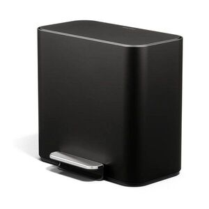 Matt fekete acél szelektív-pedálos szemetes 15 l Dual Mini – simplehuman kép
