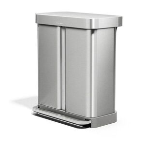 Matt ezüstszínű acél szelektív-pedálos szemetes 34+24 l – simplehuman kép