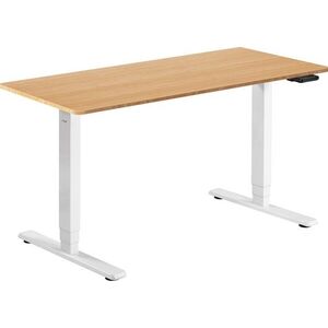 AlzaErgo Table ET1 Essential fehér + asztallap 140×80 cm bambusz lekerekített kép