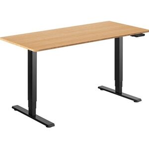 AlzaErgo Table ET1 Essential fekete + 140×80 cm-es lekerekített bambusz asztallap kép