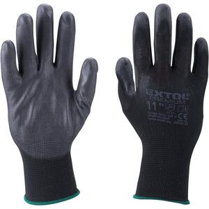EXTOL PREMIUM kesztyű poliészterből, félig mártott PU, fekete, 11" kép