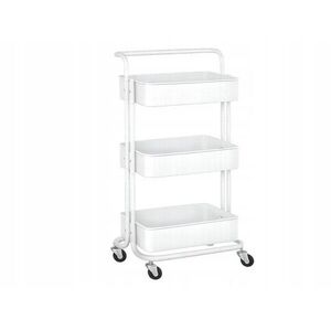 Verk 27491 Háromszintes fém polc kerekeken 76 × 43 × 36 cm, fehér szín kép
