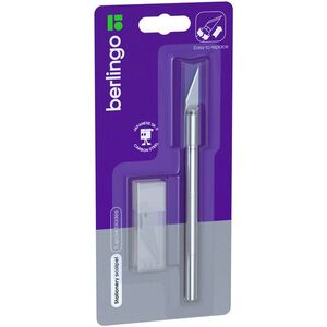 BERLINGO papírnický skalpel hliníkový 8 mm + 5 náhradních čepelí kép