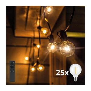 Brilagi - LED kültéri dekorációs fényfüzér GIRLANDA 25×E12 20 m fekete IP44 meleg fehér + távirányító WO794-1-OEM2-DO kép