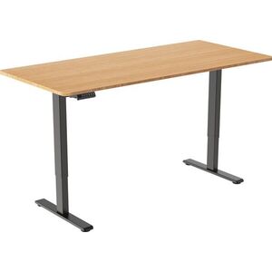AlzaErgo Table ET2 Essential fekete + 140 × 80 cm-es lekerekített bambusz asztallap kép