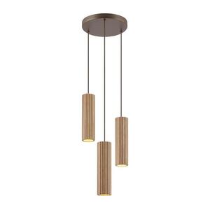 Brilliant - LAKEWOOD zsinóros csillár 3xGU10/10W/230V, átm. 28 cm, barna 51571/20 kép