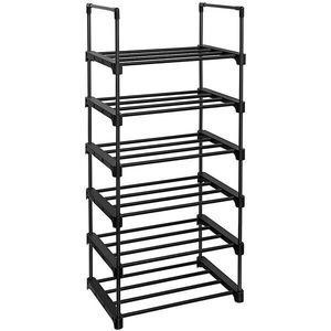 Songmics fém cipőállvány, 6 polc, 45 × 30 × 106 cm, fekete kép