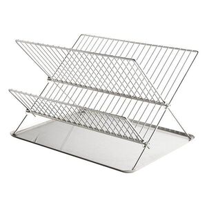Fényes ezüstszínű fém kétszintes edényszárító 41x31 cm Dry-It – Mette Ditmer Denmark kép